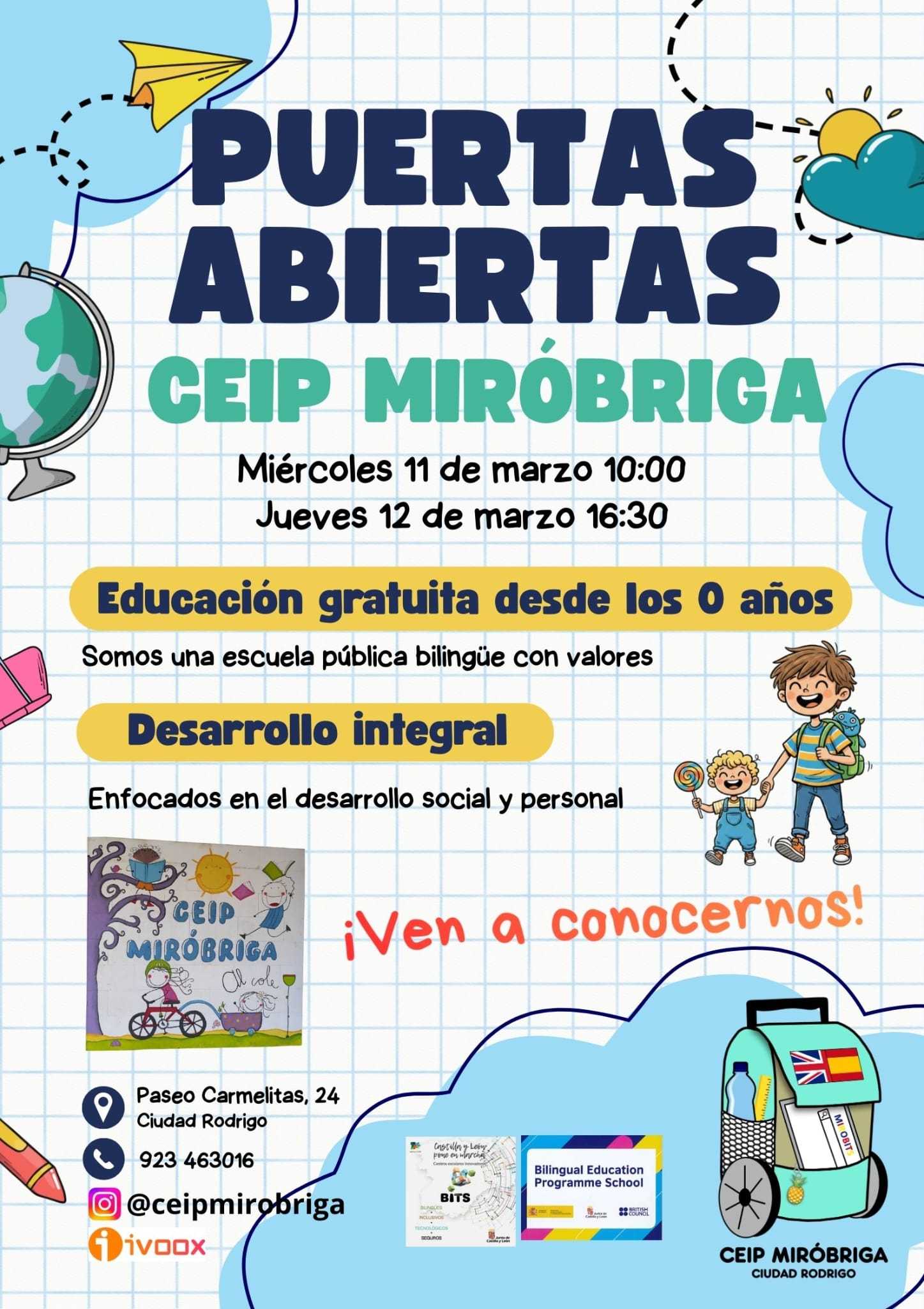 El colegio Miróbriga celebrará sus jornadas de puertas abiertas los días 11 y 12 de marzo