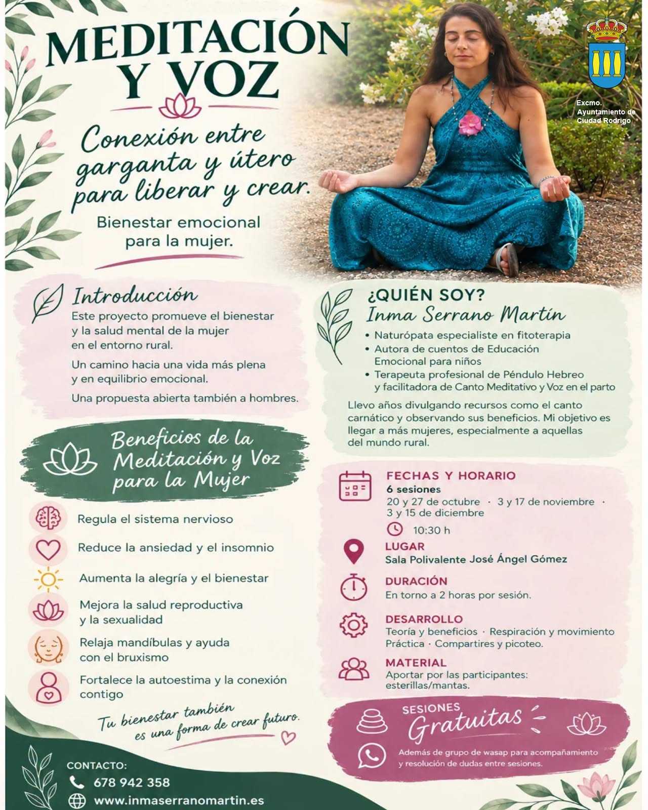 Programadas sesiones gratuitas de «Meditación y voz» en Ciudad Rodrigo
